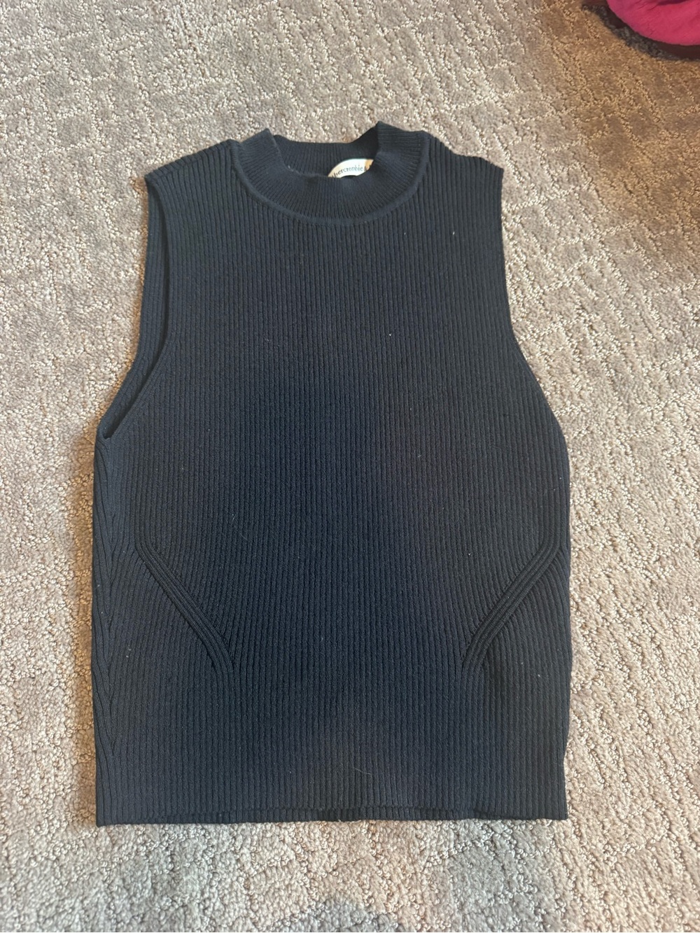 Abercrombie & Fitch Black Ribbed Sleeveless Crewneck Tank